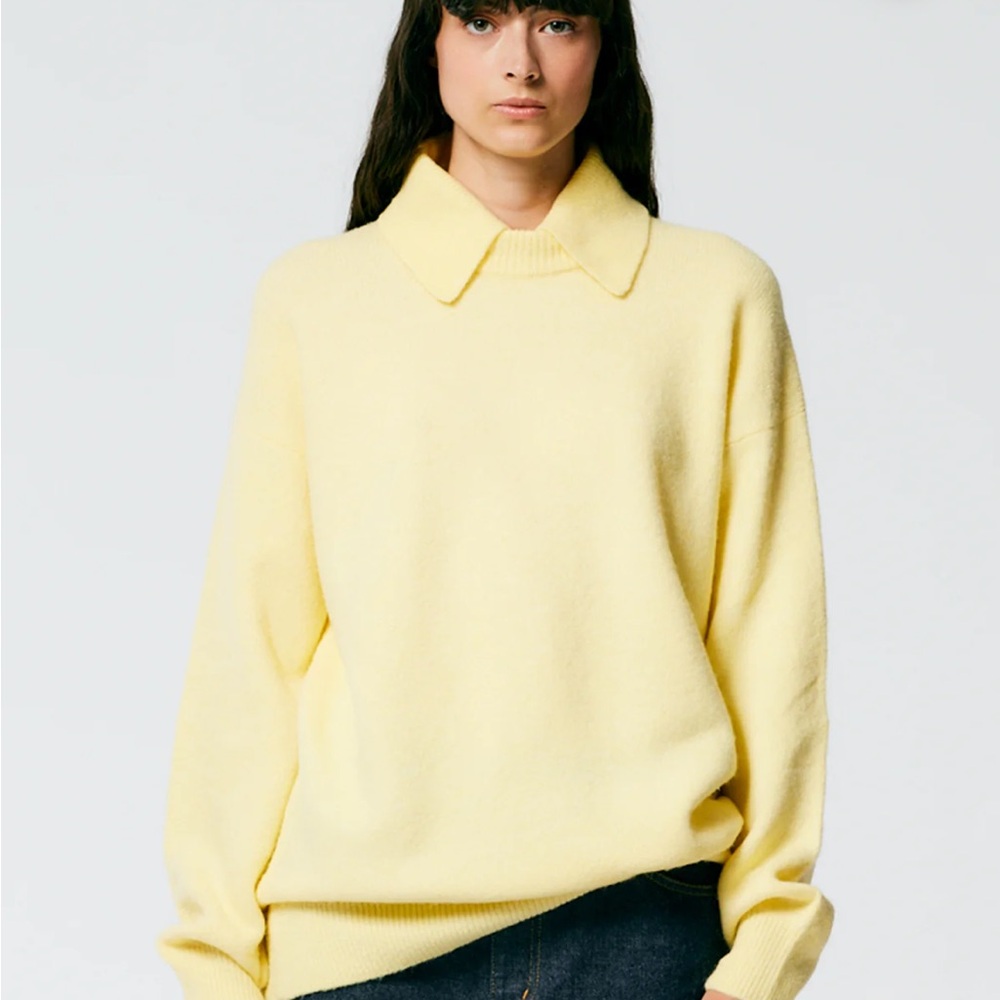 Tibi Pale Yellow Cowl Neck Sweater